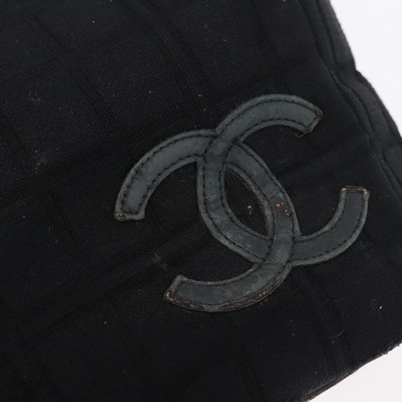 CHANEL Chain Hand Bag Cotton Black Gold CC Auth bs23972