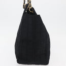 CHANEL Chain Hand Bag Cotton Black Gold CC Auth bs23972-7