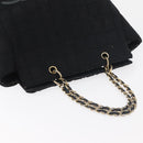 CHANEL Chain Hand Bag Cotton Black Gold CC Auth bs23972-8