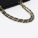 CHANEL Chain Hand Bag Cotton Black Gold CC Auth bs23972-5