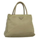 PRADA Hand Bag Nylon Beige Auth bs23980-1