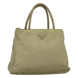 PRADA Hand Bag Nylon Beige Auth bs23980