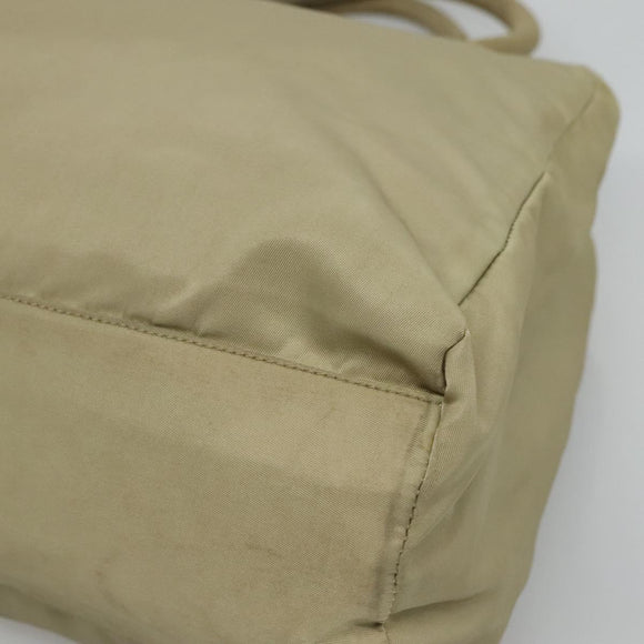 PRADA Hand Bag Nylon Beige Auth bs23980