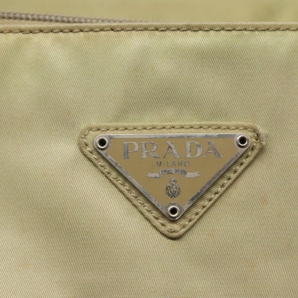 PRADA Hand Bag Nylon Beige Auth bs23980