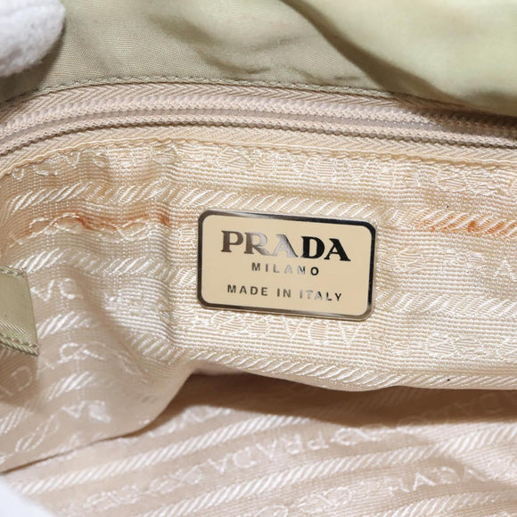 PRADA Hand Bag Nylon Beige Auth bs23980