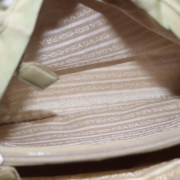 PRADA Hand Bag Nylon Beige Auth bs23980