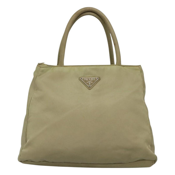 PRADA Hand Bag Nylon Beige Auth bs23980