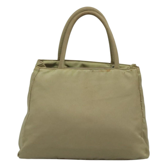 PRADA Hand Bag Nylon Beige Auth bs23980