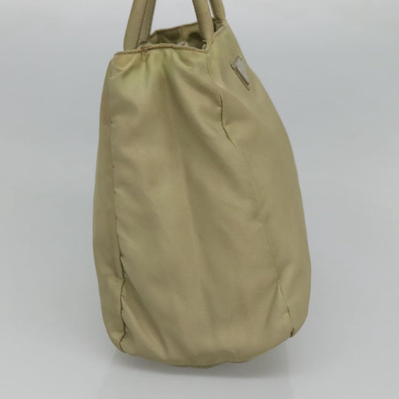 PRADA Hand Bag Nylon Beige Auth bs23980