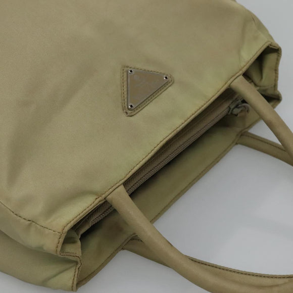 PRADA Hand Bag Nylon Beige Auth bs23980