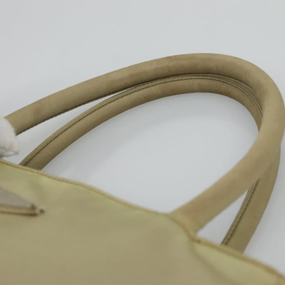 PRADA Hand Bag Nylon Beige Auth bs23980