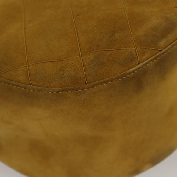 CHANEL Matelasse Hand Bag Suede Yellow CC Auth bs24019