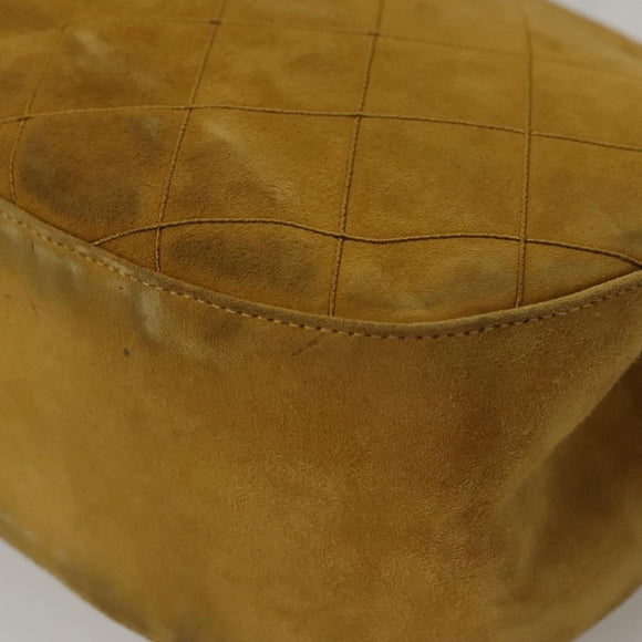 CHANEL Matelasse Hand Bag Suede Yellow CC Auth bs24019