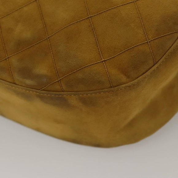 CHANEL Matelasse Hand Bag Suede Yellow CC Auth bs24019