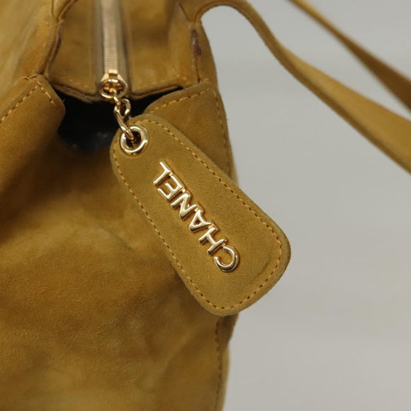 CHANEL Matelasse Hand Bag Suede Yellow CC Auth bs24019