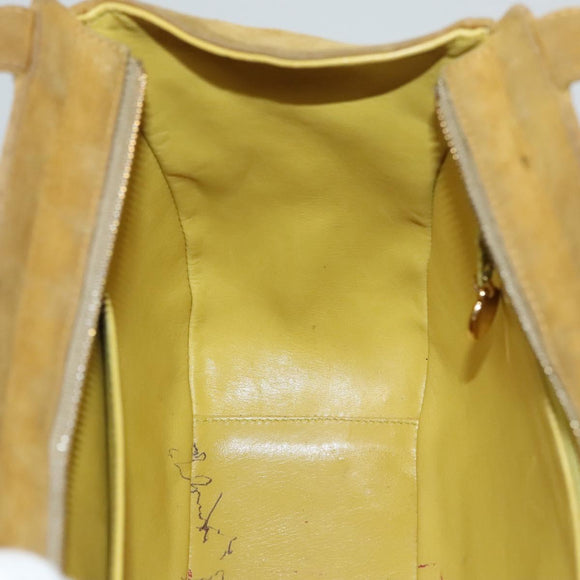 CHANEL Matelasse Hand Bag Suede Yellow CC Auth bs24019