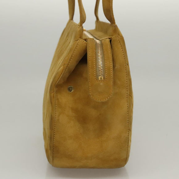 CHANEL Matelasse Hand Bag Suede Yellow CC Auth bs24019