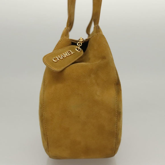 CHANEL Matelasse Hand Bag Suede Yellow CC Auth bs24019