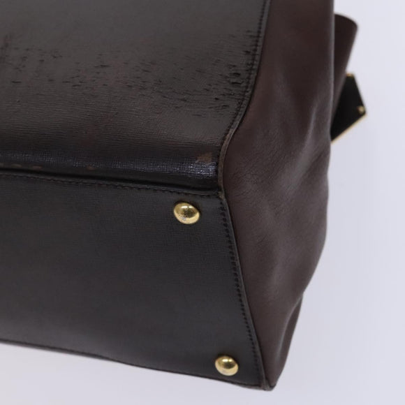 FENDI Toulouse Tote Bag Leather 2way Brown Gold Auth bs24036