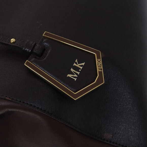 FENDI Toulouse Tote Bag Leather 2way Brown Gold Auth bs24036