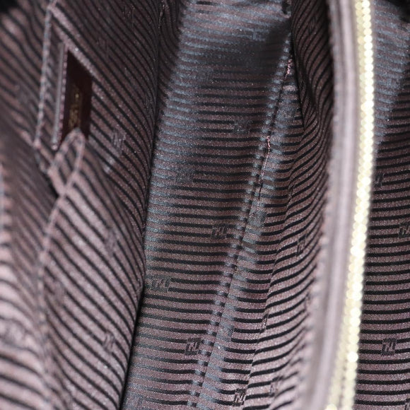 FENDI Toulouse Tote Bag Leather 2way Brown Gold Auth bs24036