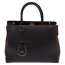 FENDI Toulouse Tote Bag Leather 2way Brown Gold Auth bs24036-13