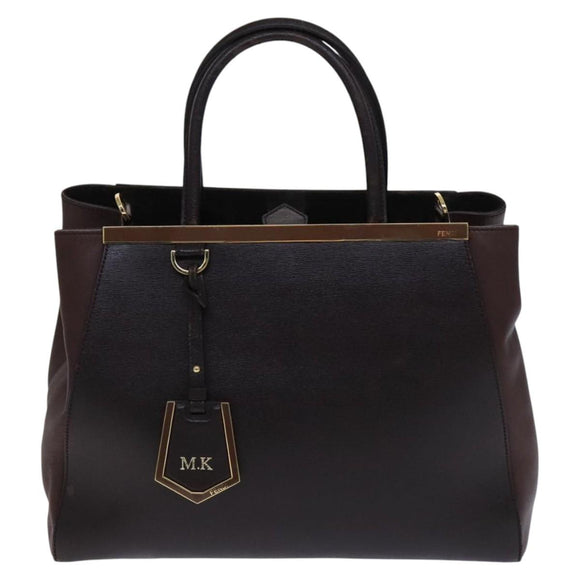 FENDI Toulouse Tote Bag Leather 2way Brown Gold Auth bs24036