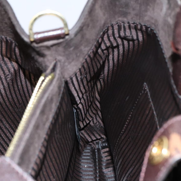 FENDI Toulouse Tote Bag Leather 2way Brown Gold Auth bs24036