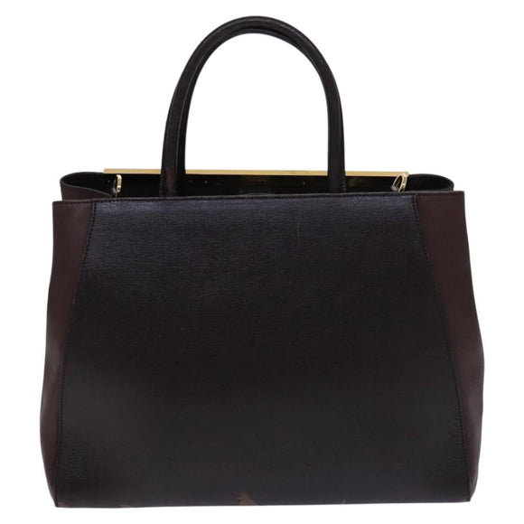 FENDI Toulouse Tote Bag Leather 2way Brown Gold Auth bs24036