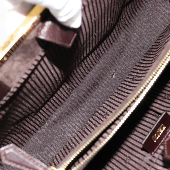 FENDI To joule Tote Bag Leather 2way Brown Gold Auth bs24036