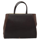 FENDI To joule Tote Bag Leather 2way Brown Gold Auth bs24036-2