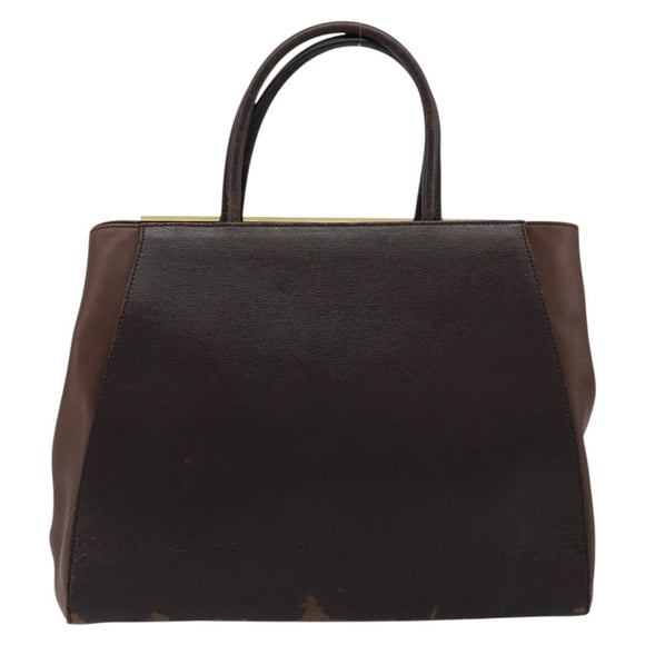FENDI To joule Tote Bag Leather 2way Brown Gold Auth bs24036