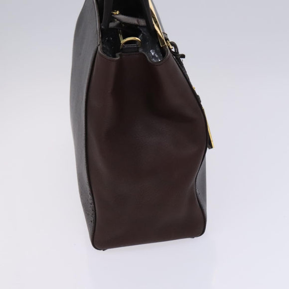 FENDI Toulouse Tote Bag Leather 2way Brown Gold Auth bs24036