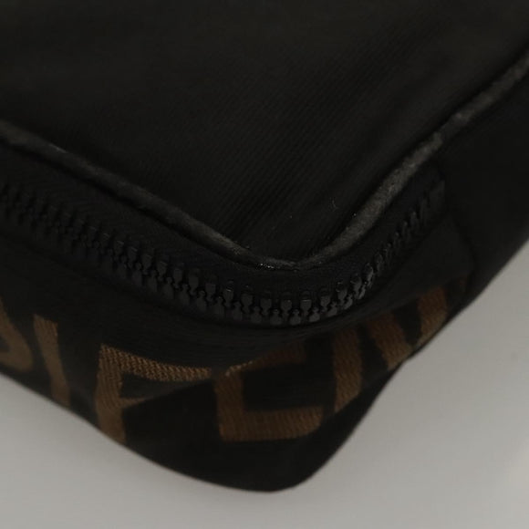 FENDI Hand Bag Canvas Black Auth bs24044