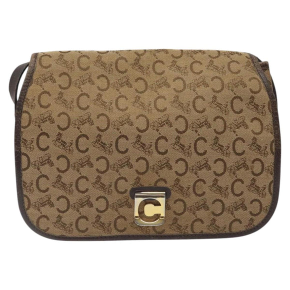 CELINE C Sulky Shoulder Bag Canvas Brown Gold Auth bs24045