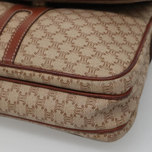CELINE Macadam Canvas Shoulder Bag PVC Beige Gold Auth bs24047