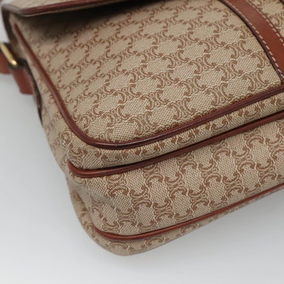 CELINE Macadam Canvas Shoulder Bag PVC Beige Gold Auth bs24047