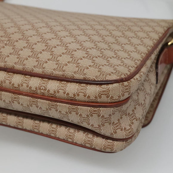 CELINE Macadam Canvas Shoulder Bag PVC Beige Gold Auth bs24047
