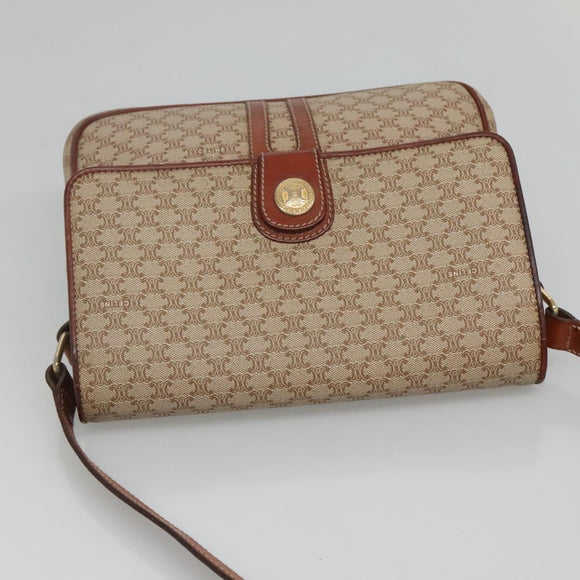CELINE Macadam Canvas Shoulder Bag PVC Beige Gold Auth bs24047
