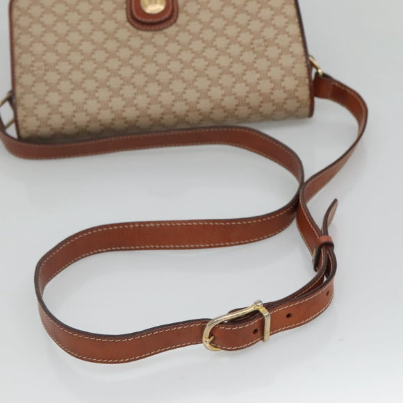 CELINE Macadam Canvas Shoulder Bag PVC Beige Gold Auth bs24047
