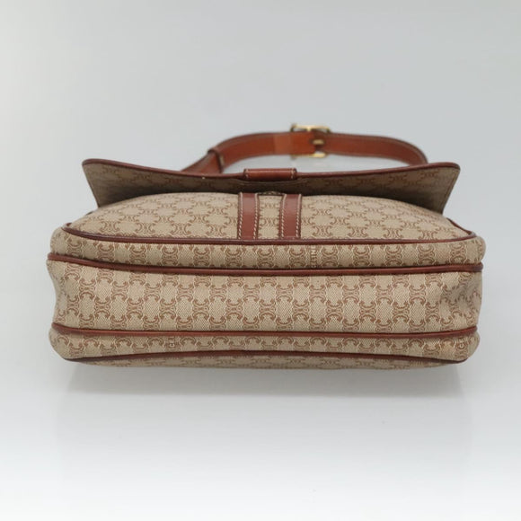 CELINE Macadam Canvas Shoulder Bag PVC Beige Gold Auth bs24047