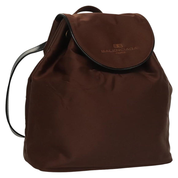 BALENCIAGA Backpack Nylon Brown Auth bs24055