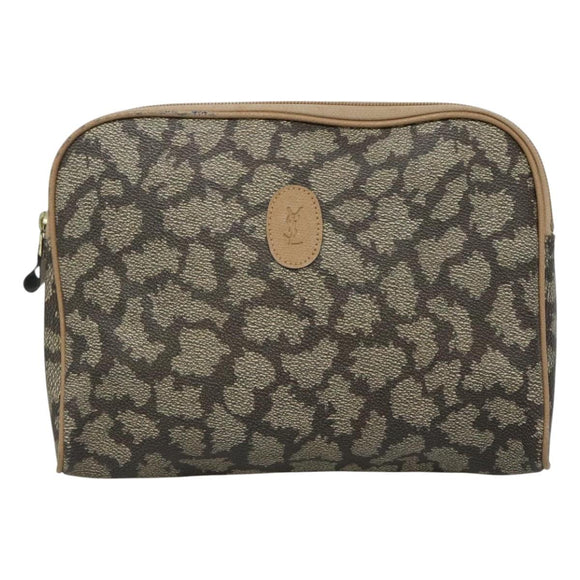 SAINT LAURENT Clutch Bag PVC Gray Auth bs24056