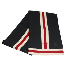 LOUIS VUITTON Scarf Wool Navy LV Auth bs24069