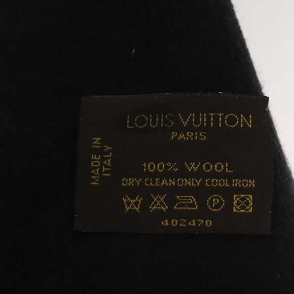 LOUIS VUITTON Scarf Wool Navy LV Auth bs24069