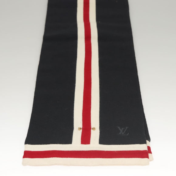 LOUIS VUITTON Scarf Wool Navy LV Auth bs24069