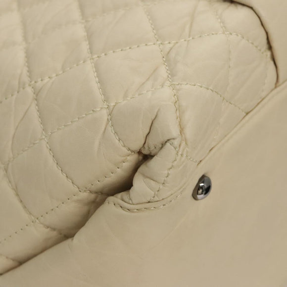 CHANEL Matelasse Hand Bag Leather Beige CC Auth bs24070V