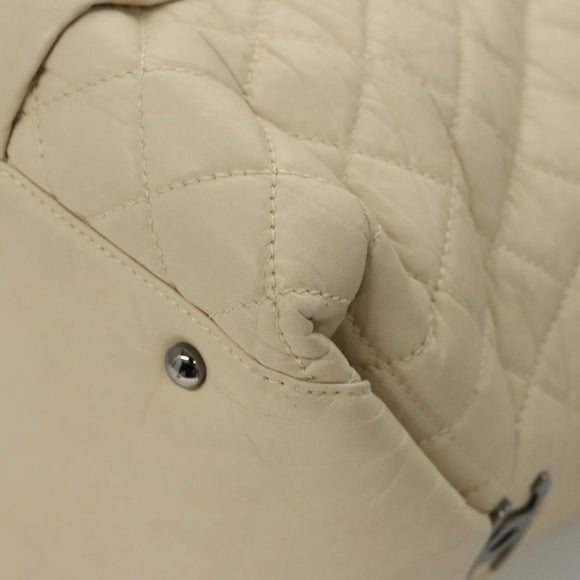 CHANEL Matelasse Hand Bag Leather Beige CC Auth bs24070V