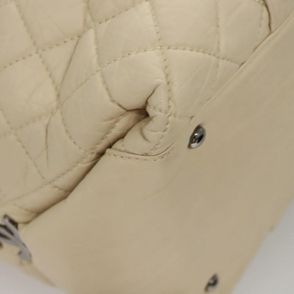 CHANEL Matelasse Hand Bag Leather Beige CC Auth bs24070V