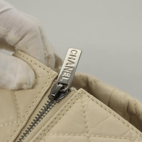 CHANEL Matelasse Hand Bag Leather Beige CC Auth bs24070V